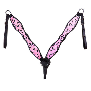 HILASON Western Horse American Leather Headstall & Breast Collar Set Tack Black